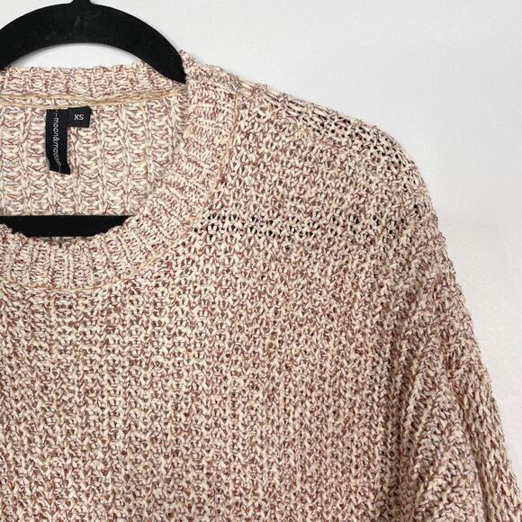 Moon & Madison XSmall XS Red Cream Marled Knit Sweater Crew Neck Womens Cotton - Picture 3 of 8
